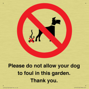 Please do not allow your dog to foul in this garden. Thank you.